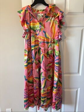 Umgee Pink Floral Tropical Print Dress